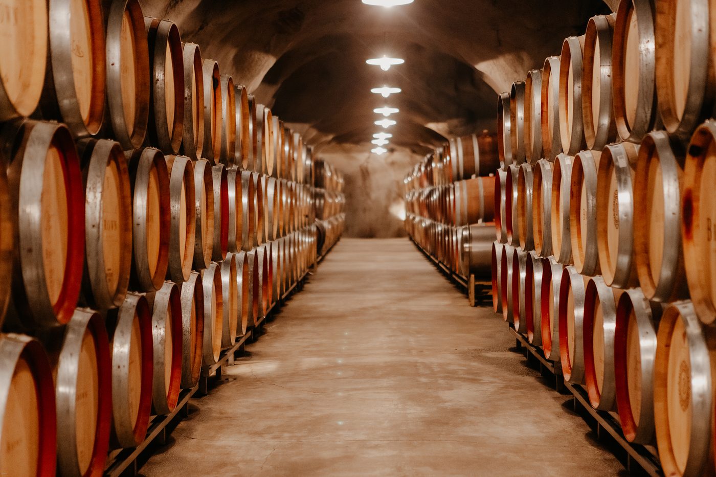 The barrel cellar at Brown Estate Vineyards in Chiles Valley, Napa Valley