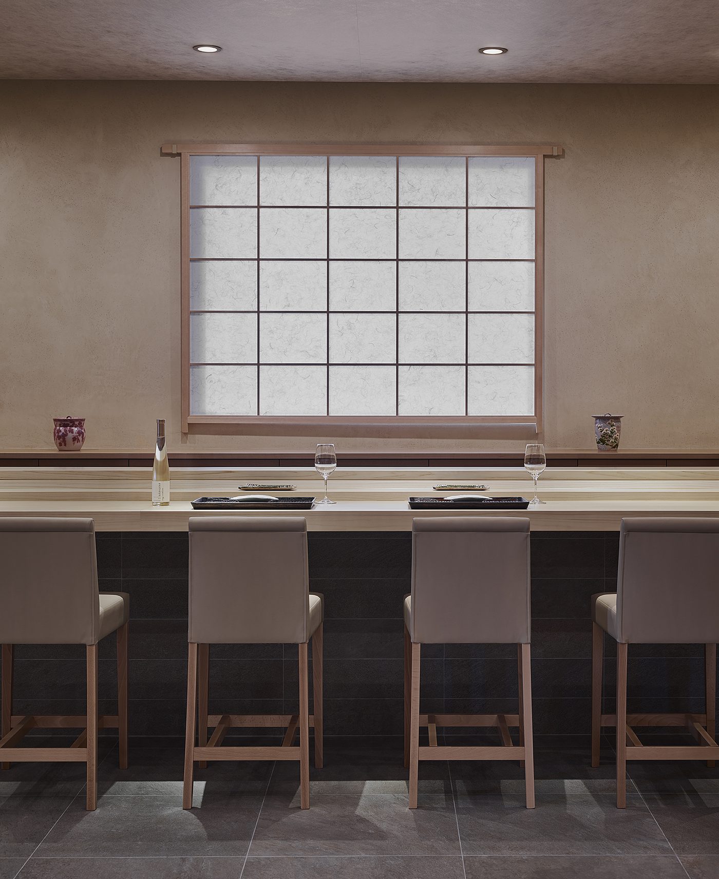 The sushi bar interior at Kenzo Napa in downtown Napa