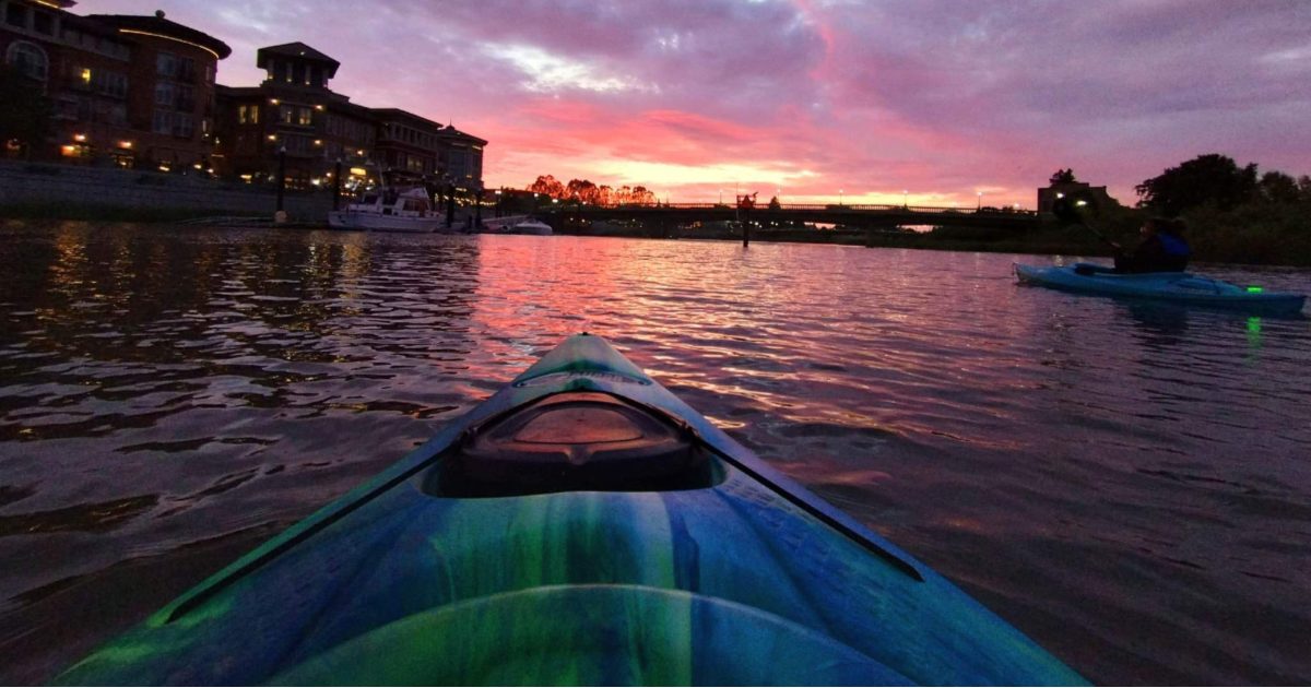 Kayaking at sunset on the Napa River